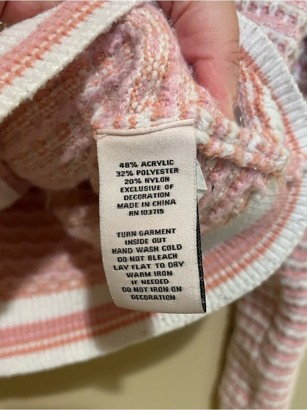 Nanette Lepore Pink & White Knit Women’s Cardigan Jacket Size XS - Picture 4 of 6